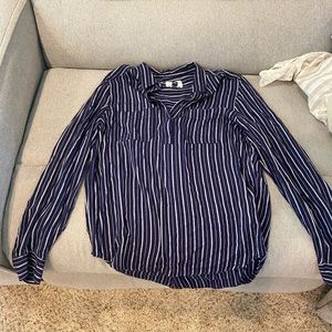 blue and white stripped blouse